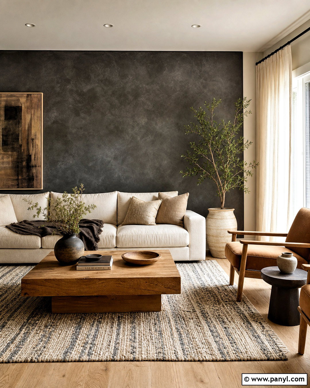 Dark Gray Limewash Accent Wall - 20 dark gray accent wall living room ideas