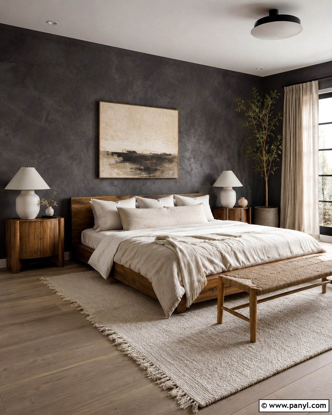 Dark Gray Limewash Bedroom Walls - 20 Dark Wall Master Room Ideas