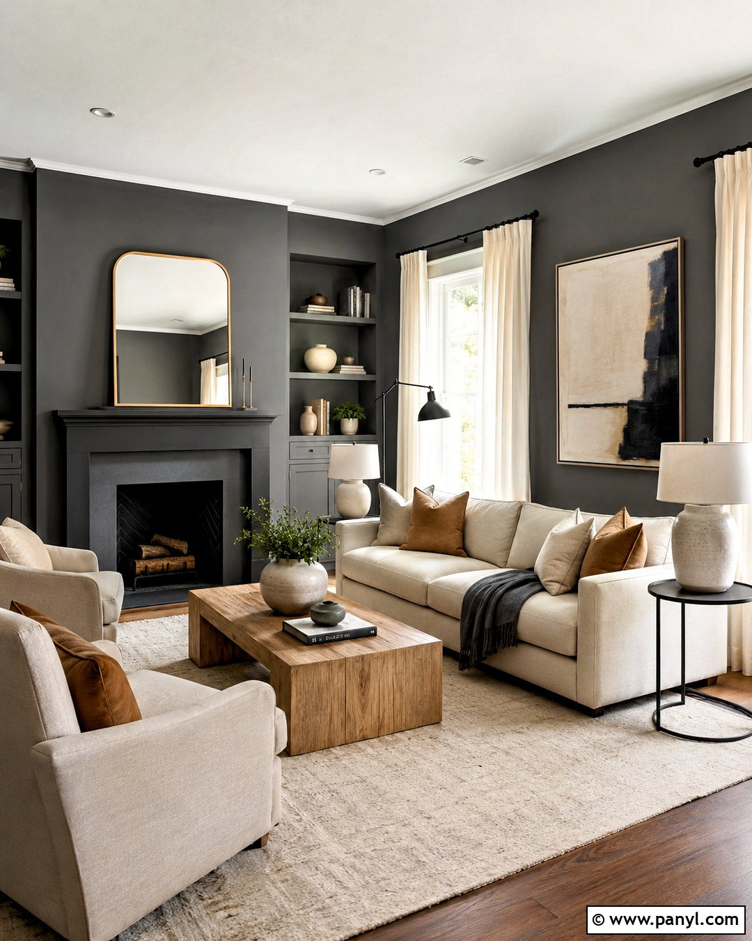 Dark Gray Living Room With Cream Furniture - 20 dark gray living room ideas