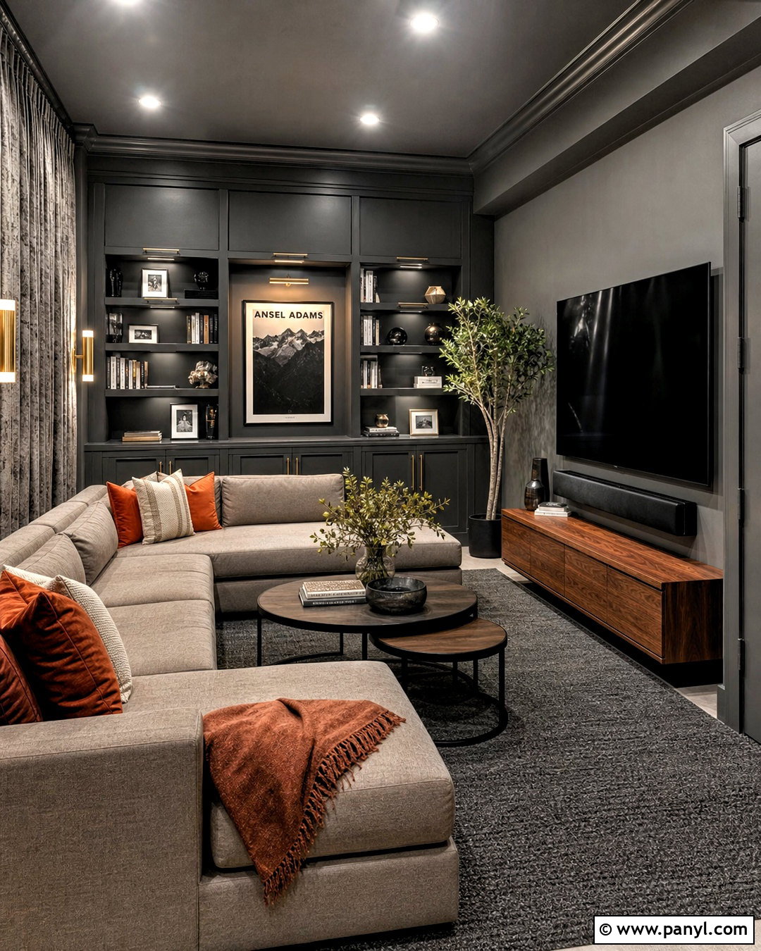 Dark Gray Media Room - 20 gray room ideas
