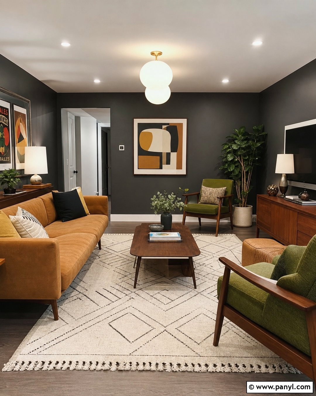 Dark Gray Midcentury Basement - 20 dark gray basement walls