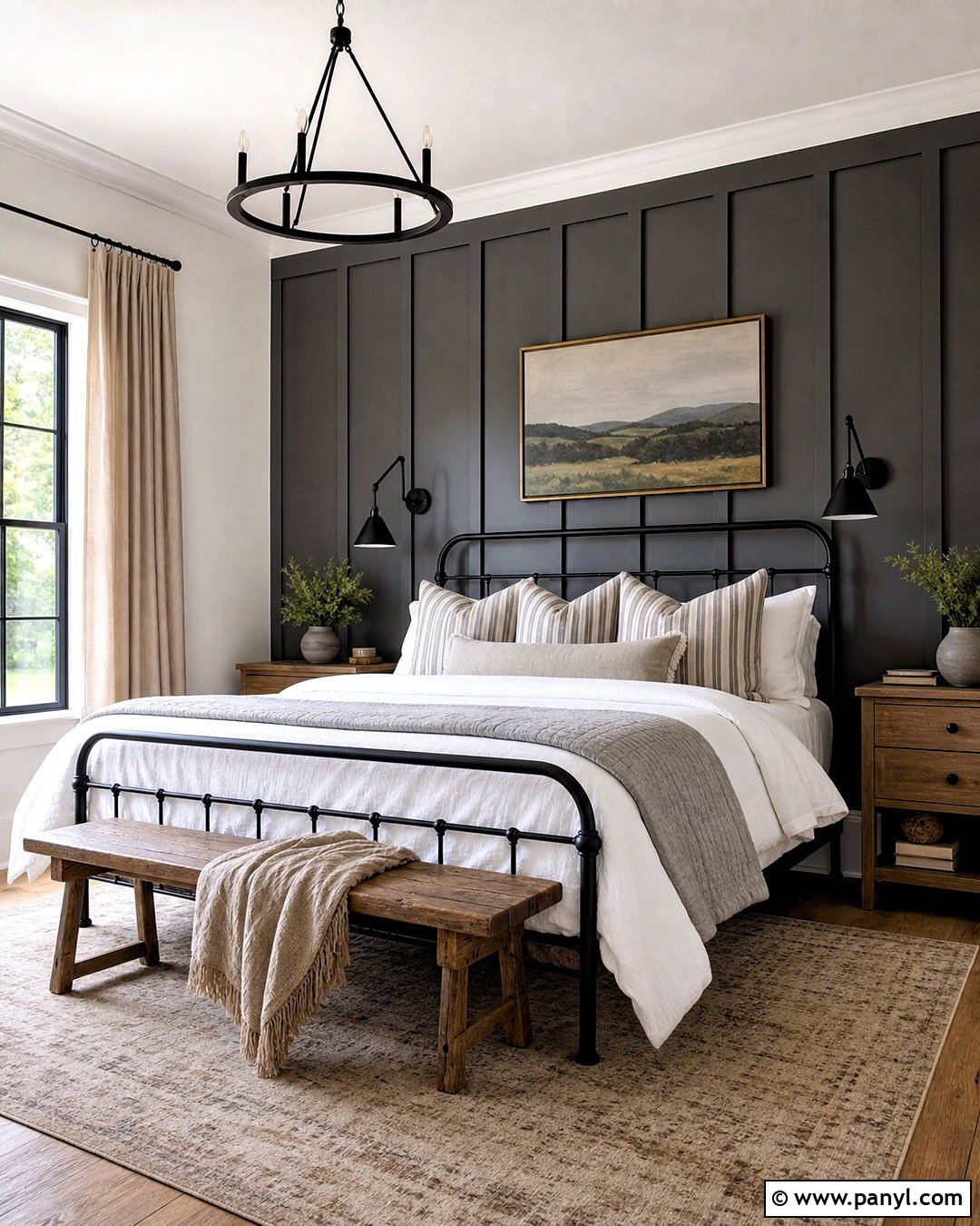 Dark Gray Modern Farmhouse Bedroom - 20 dark gray accent wall bedroom ideas
