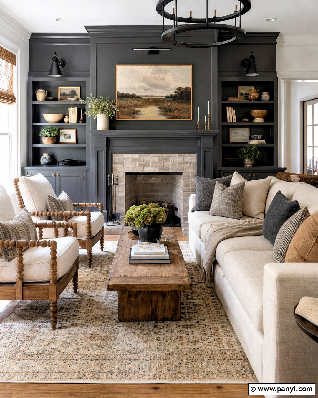 Dark Gray Modern Farmhouse Family Room - 20 dark gray room ideas
