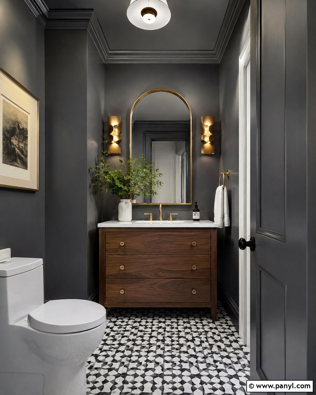 Dark Gray Powder Room - 20 Dark Gray Walls Bathroom Ideas