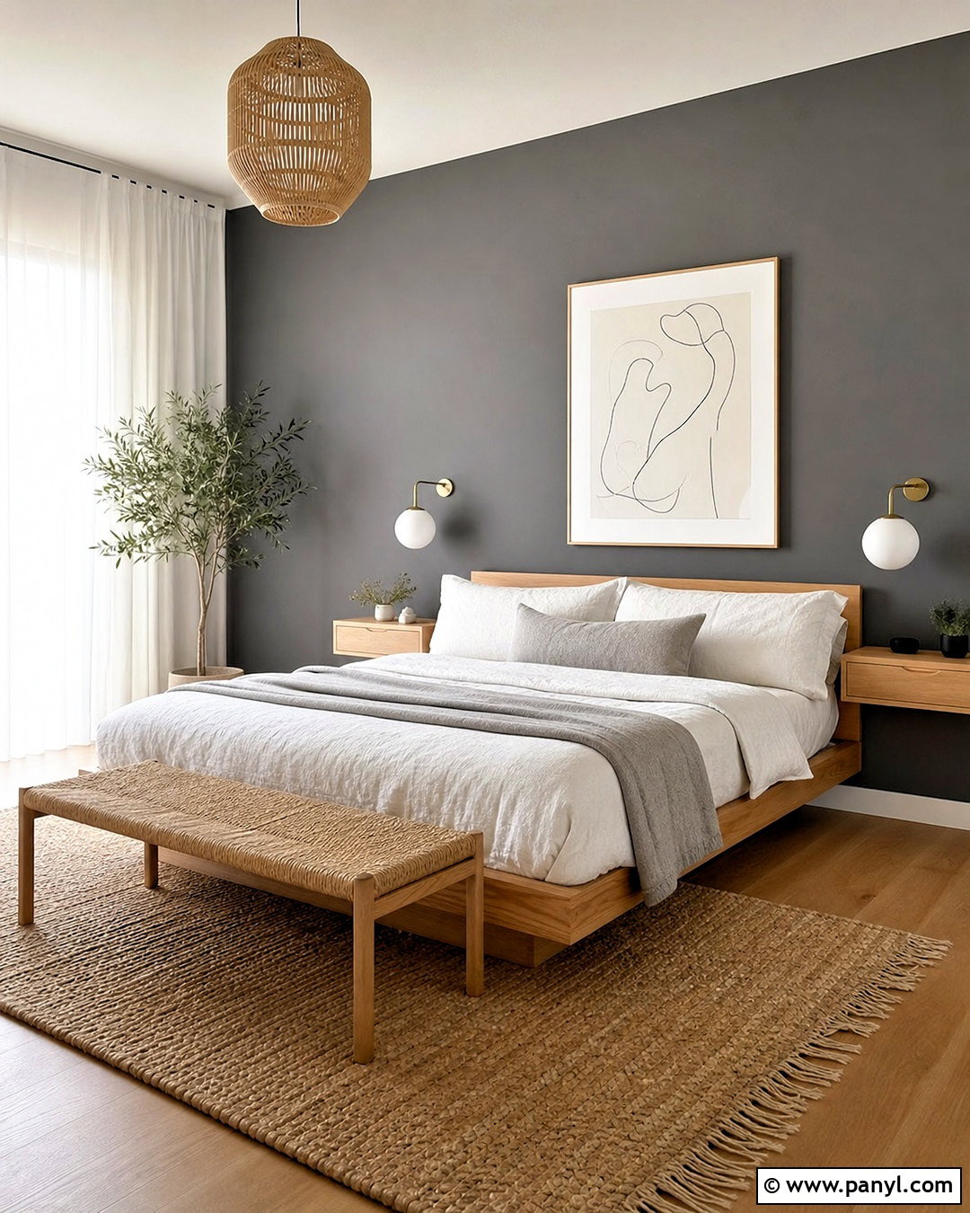Dark Gray Scandinavian Bedroom - 20 dark gray accent wall bedroom ideas