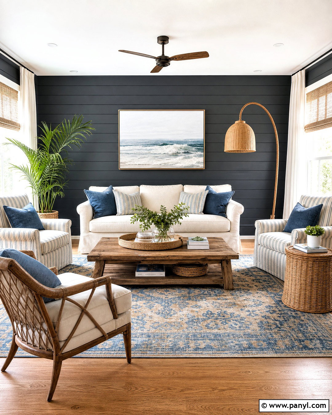 Dark Gray Shiplap Accent Wall - 20 dark accent wall living room ideas