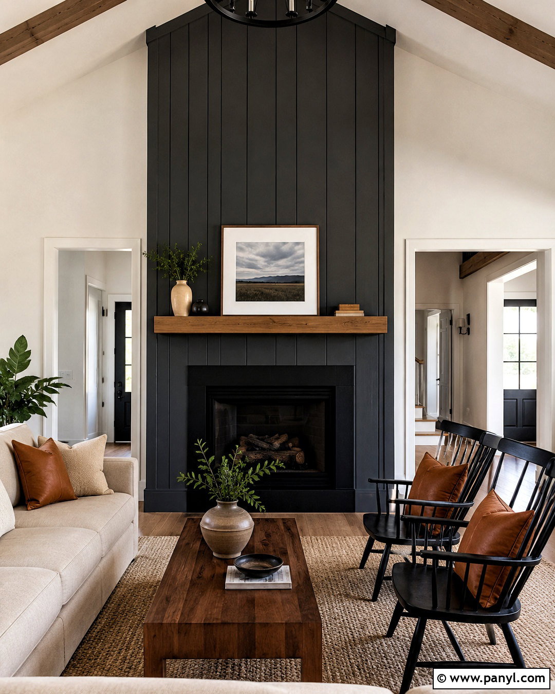 Dark Gray Shiplap Fireplace - 20 dark painted fireplace ideas