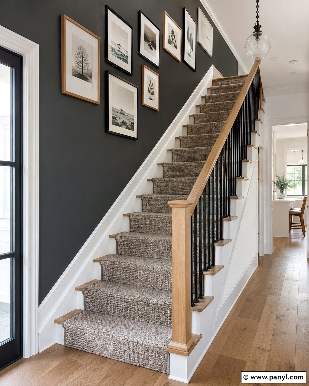Dark Gray Staircase Accent Wall - 20 Dark Paint Accent Wall Ideas