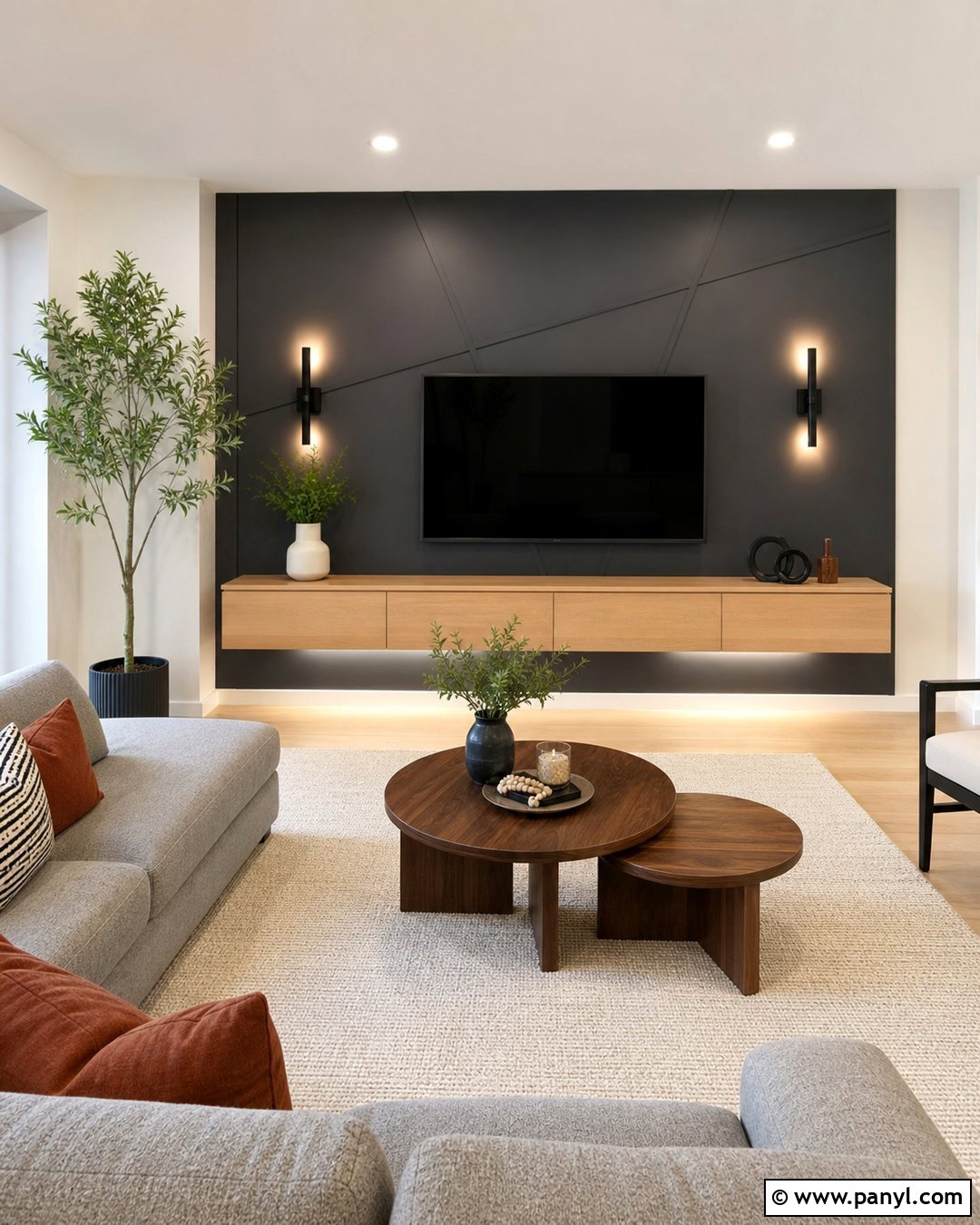 Dark Gray TV Accent Wall - 30 dark accent walls