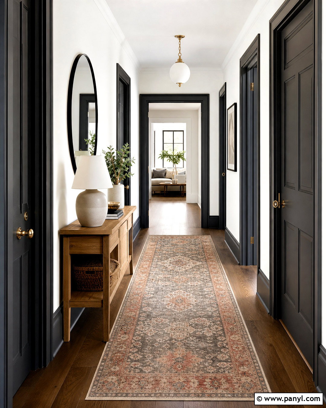 Dark Gray Trim With White Hallway Walls - 20 painted trim darker than walls
