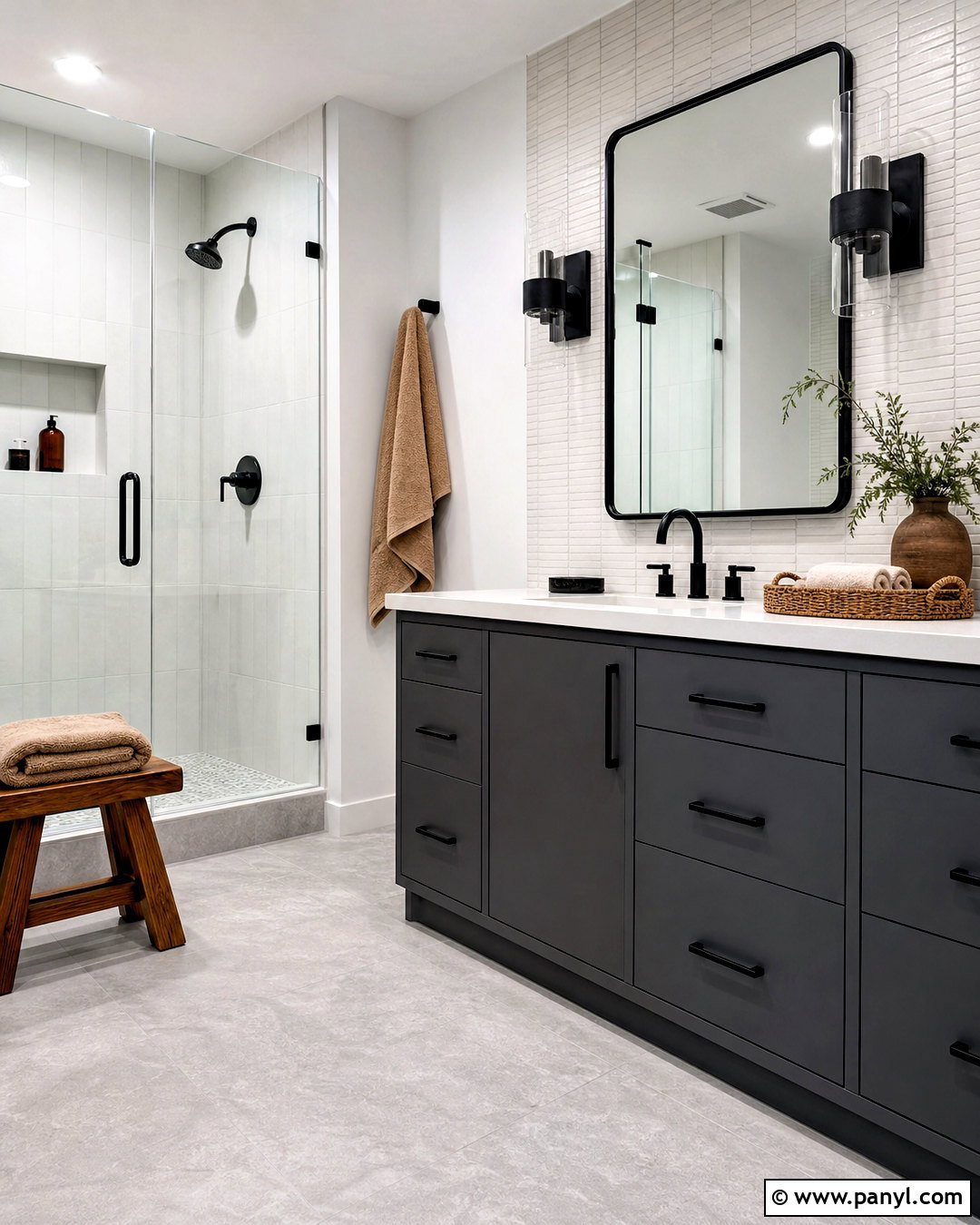 Dark Gray Vanity With Black Fixtures - 20 gray vanity bathroom ideas
