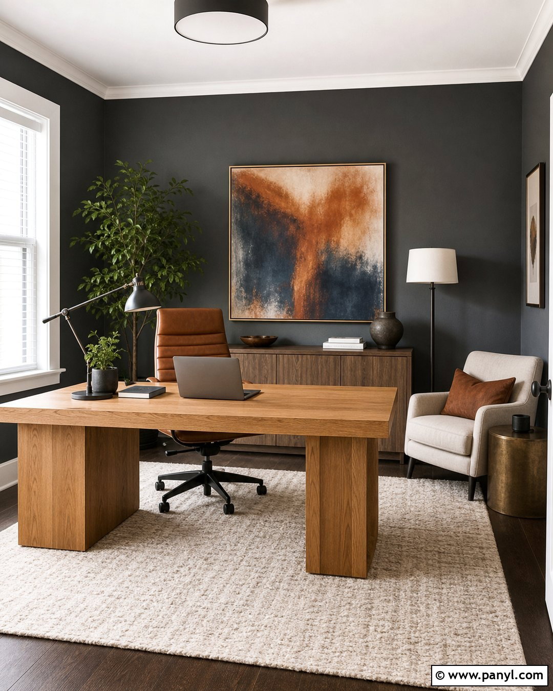 Dark Gray Walls In A Home Office - 35 dark gray walls