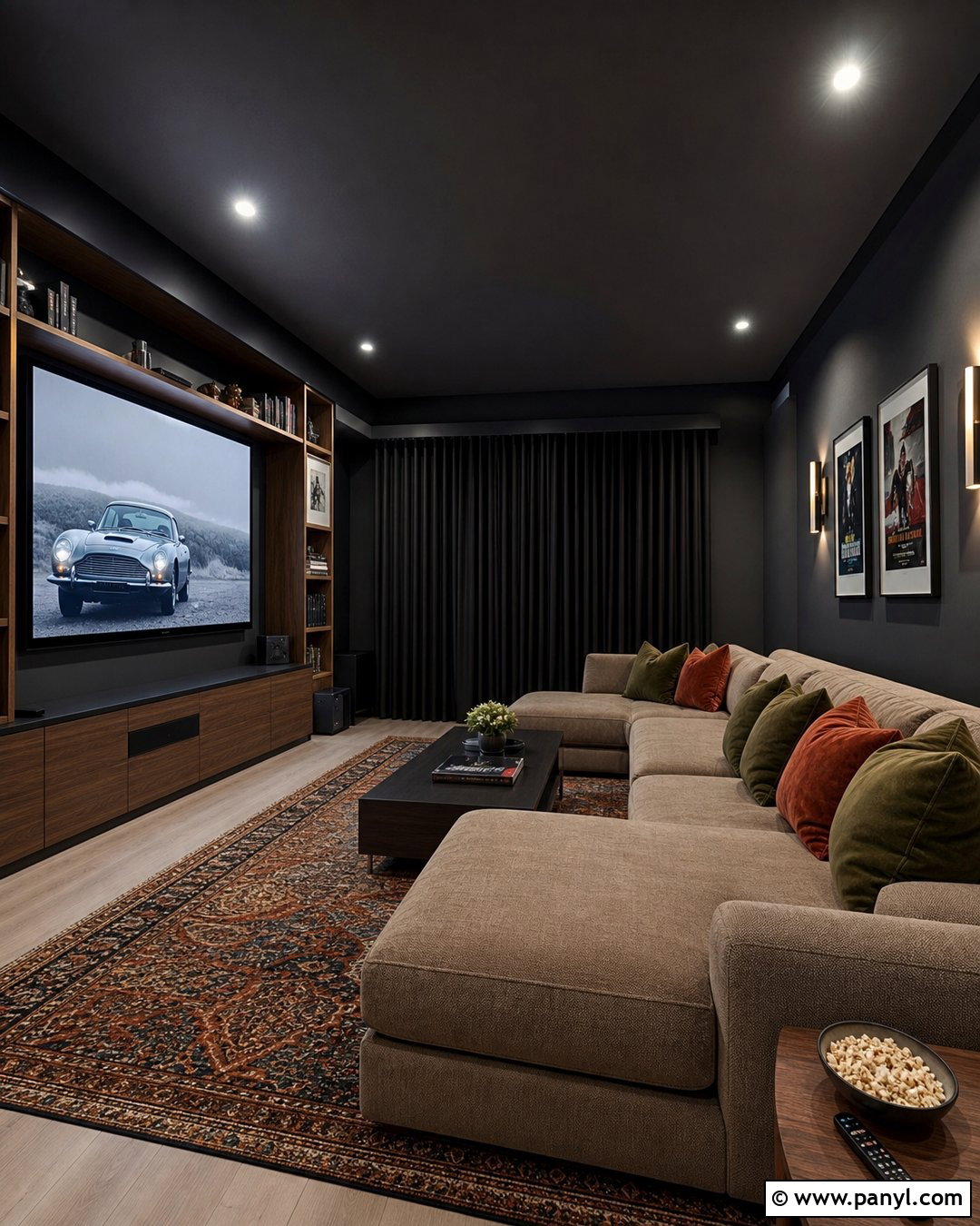 Dark Gray Walls In A Media Room - 35 dark gray walls