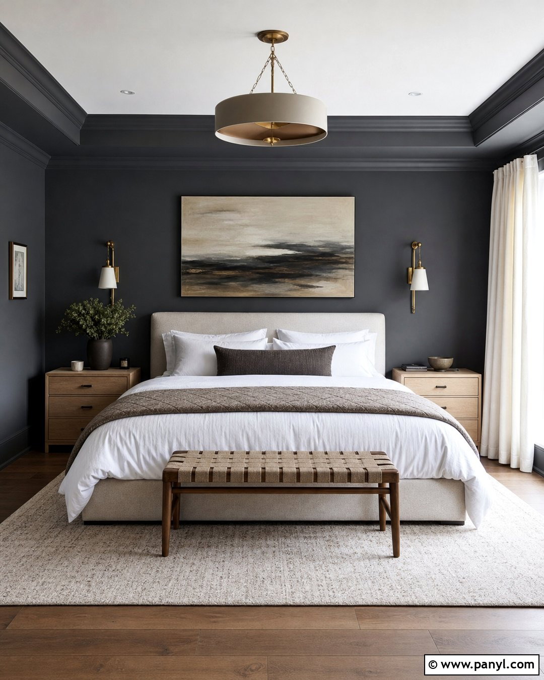 Dark Gray Walls In A Modern Bedroom - 35 dark gray walls
