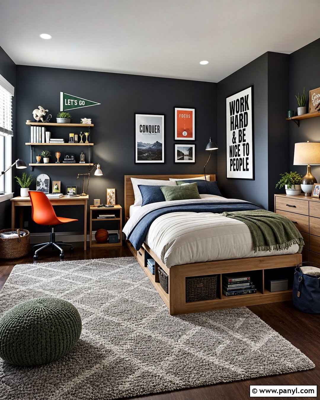 Dark Gray Walls In A Teen Bedroom - 35 dark gray walls