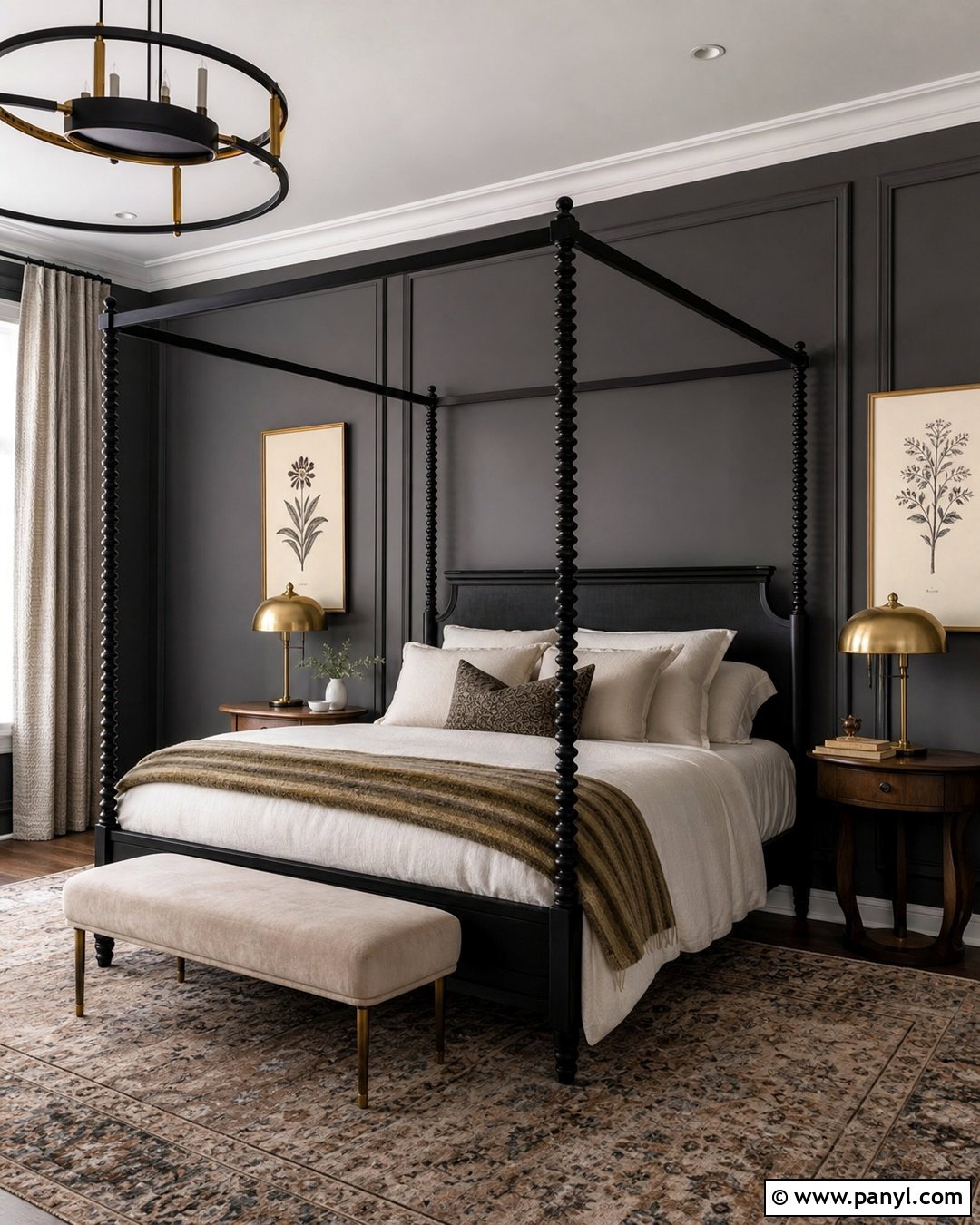 Dark Gray Walls With A Four-Poster Bed - 35 dark gray walls