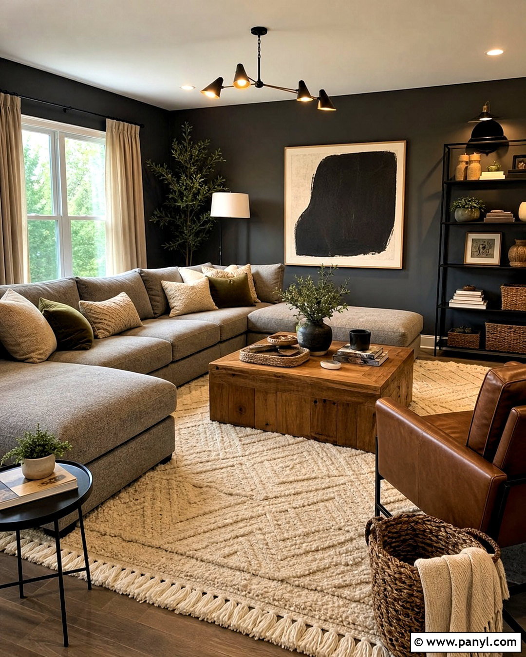Dark Gray Walls With A Gray Sectional - 20 dark gray walls living room ideas
