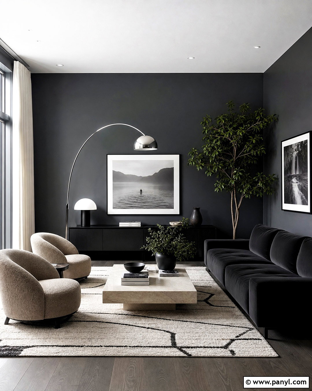 Dark Gray Walls With Black Furniture - 20 dark gray walls living room ideas