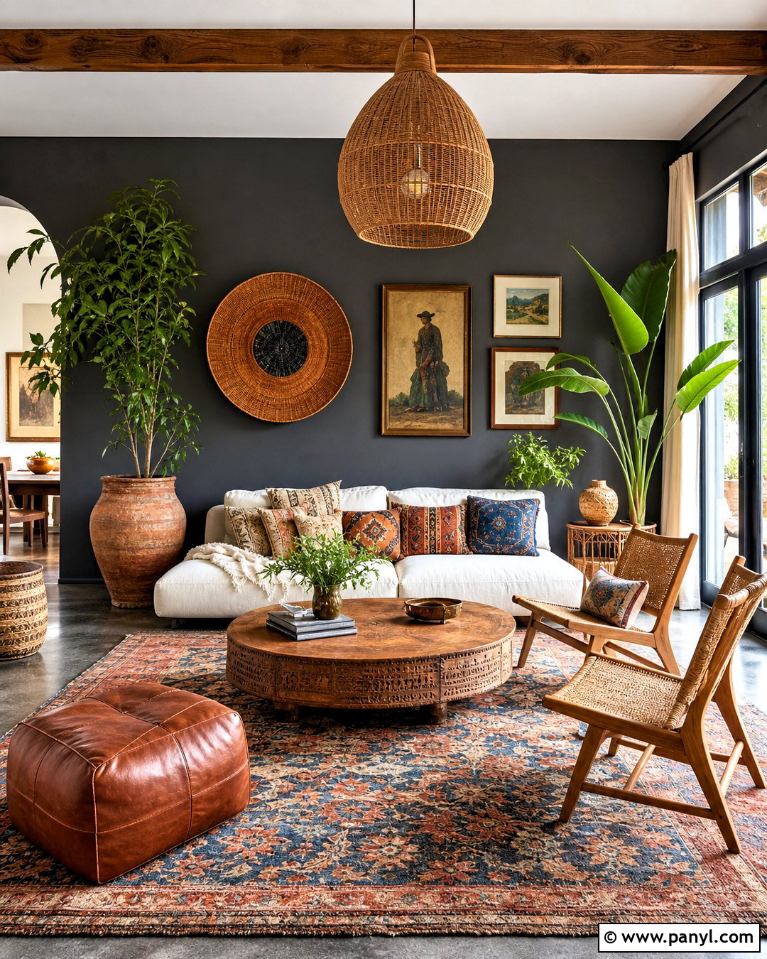 Dark Gray Walls With Boho Decor - 20 dark gray walls living room ideas