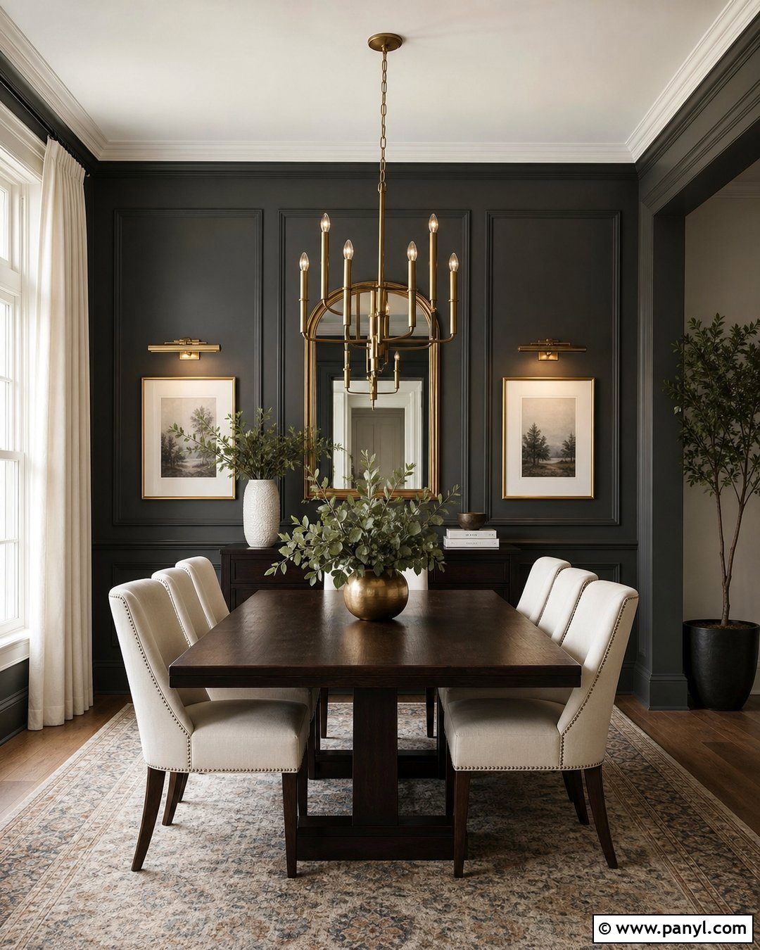 Dark Gray Walls With Brass Accents - 35 dark gray walls
