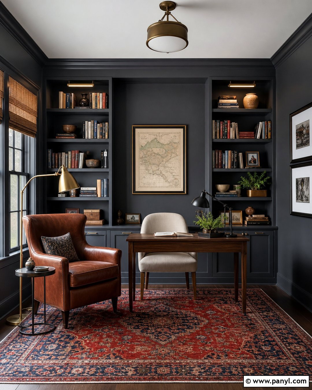 Dark Gray Walls With Built-In Shelves - 35 dark gray walls
