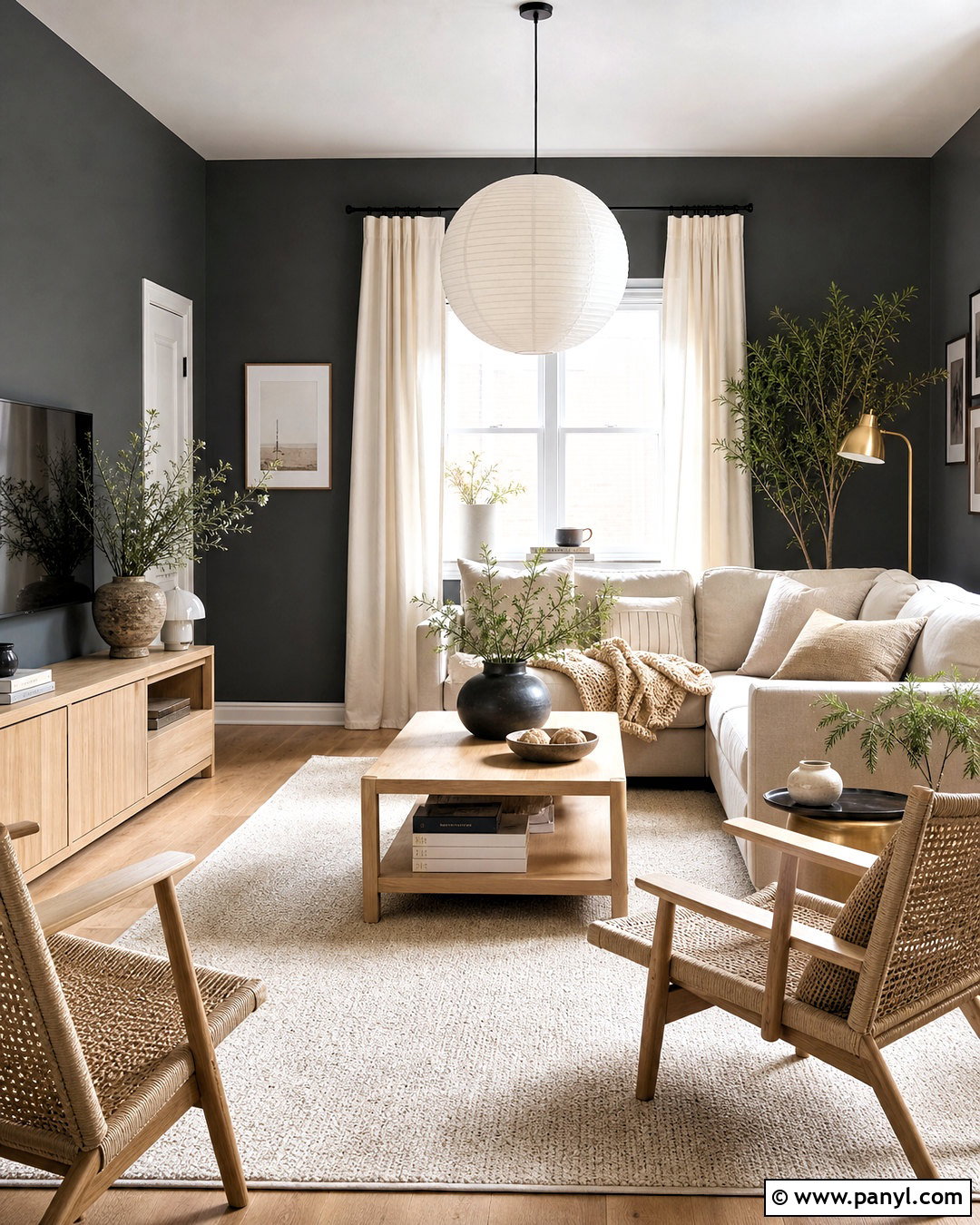 Dark Gray Walls With Light Wood Furniture - 20 dark gray walls living room ideas