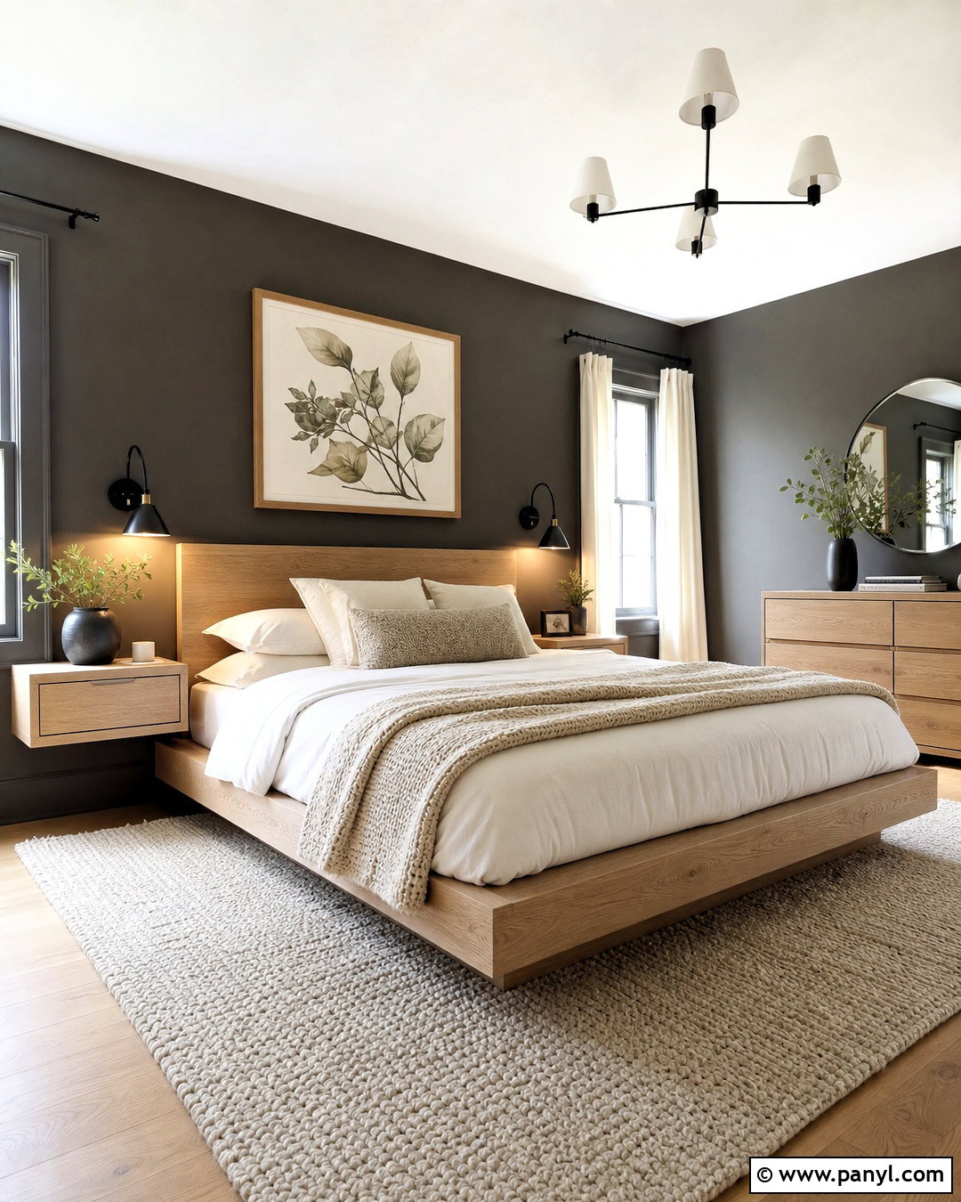 Dark Gray Walls With Light Wood Furniture - 20 bedroom gray walls