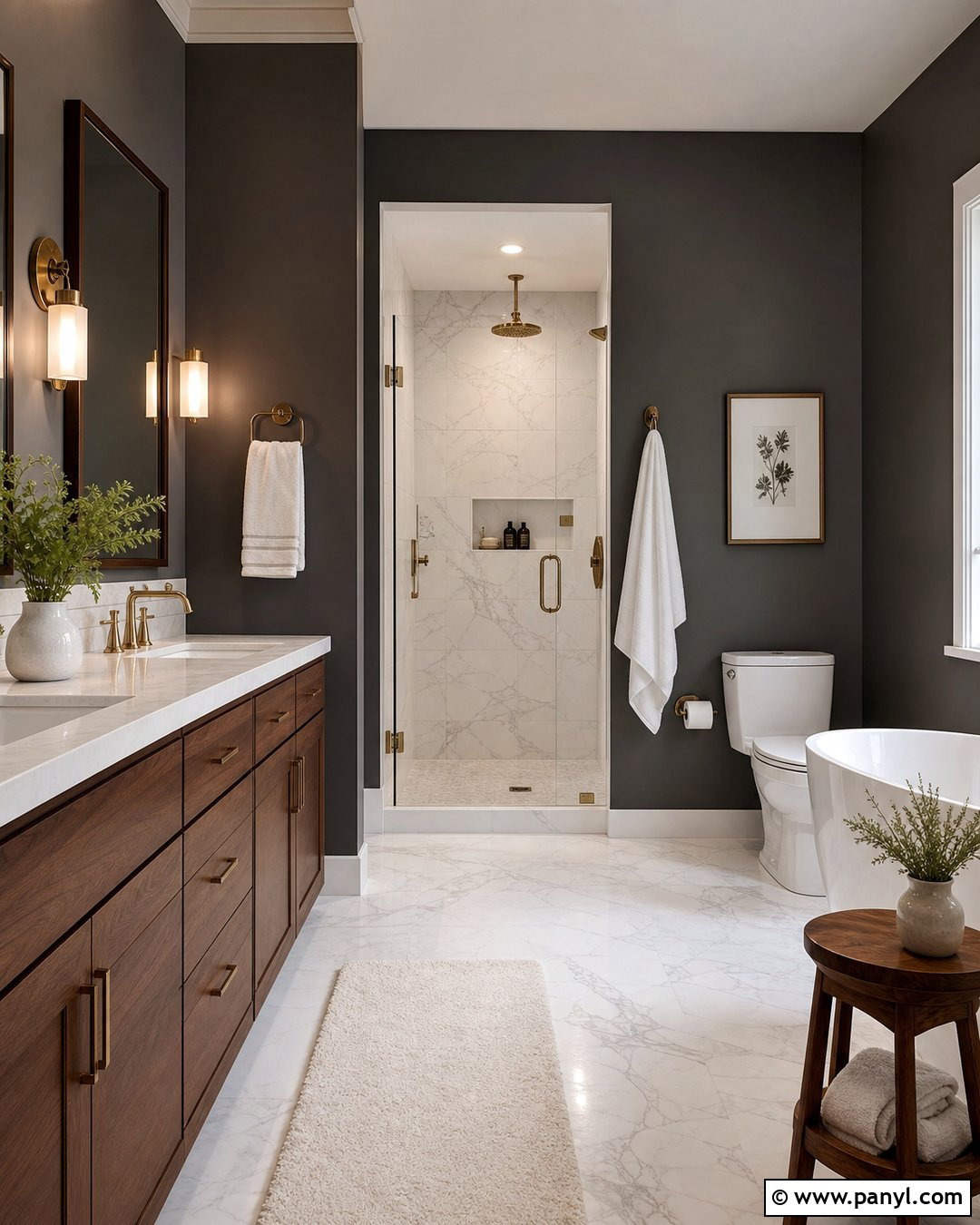 Dark Gray Walls With Marble Tile - 35 dark gray walls