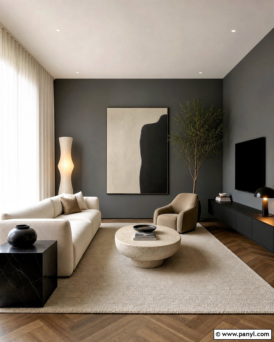 Dark Gray Walls With Minimalist Decor - 20 dark gray walls living room ideas