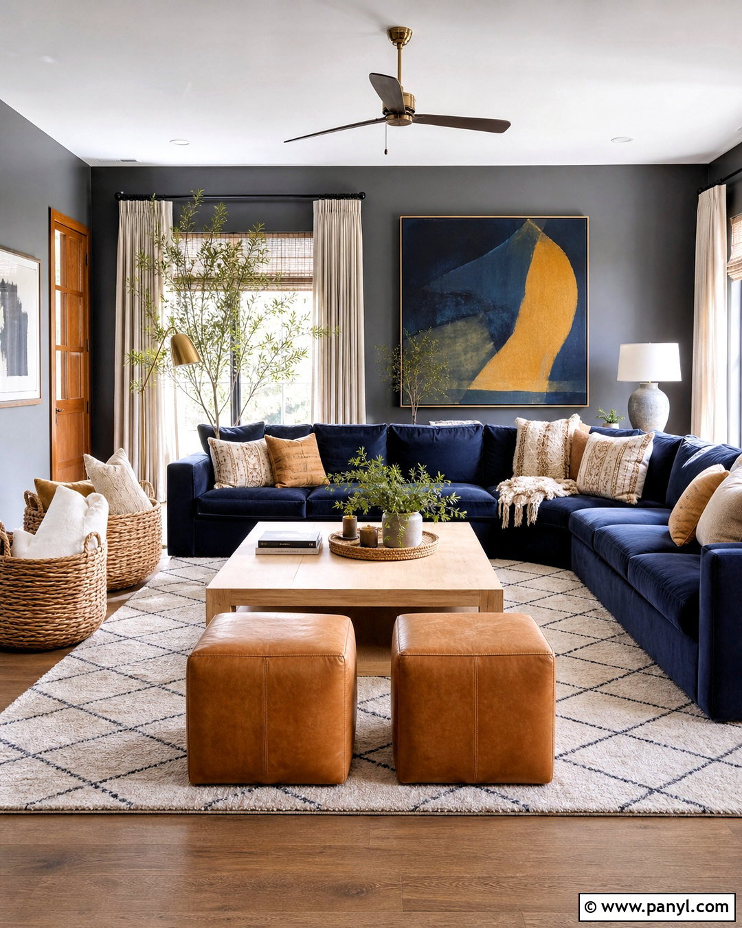 Dark Gray Walls With Navy Blue Furniture - 20 dark gray walls living room ideas