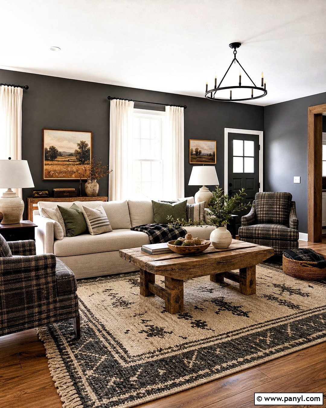 Dark Gray Walls With Rustic Farmhouse Decor - 20 dark gray walls living room ideas