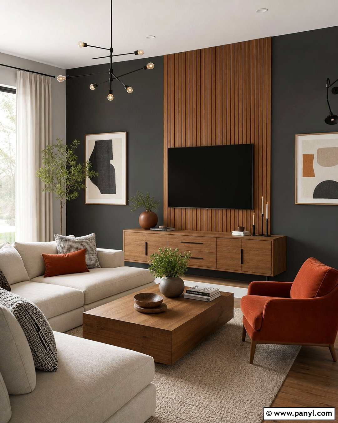 Dark Gray Walls With Wood Paneling - 35 dark gray walls