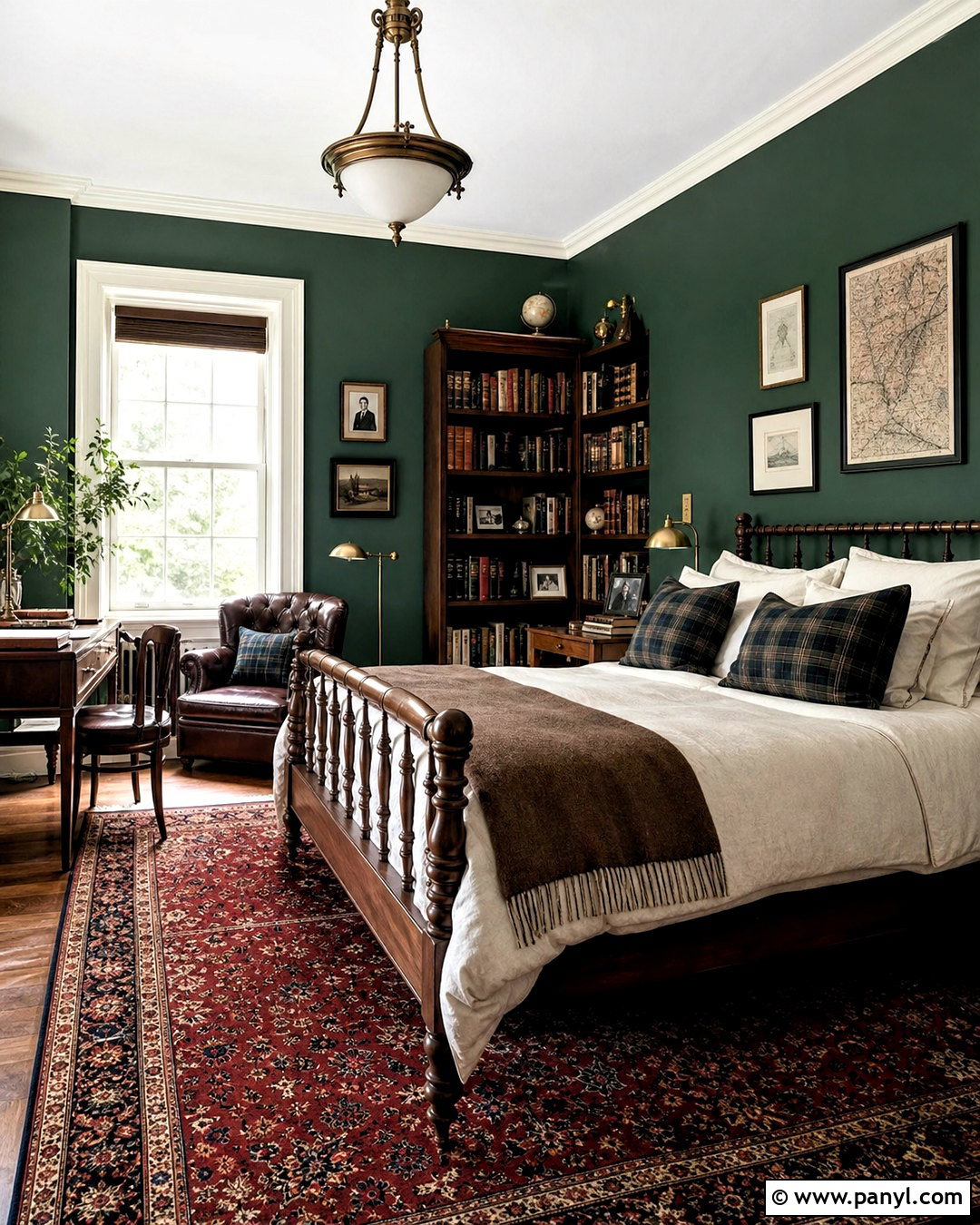 Dark Green Academia Bedroom - 20 green room aesthetic ideas