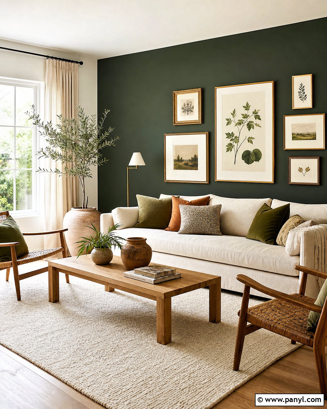 Dark Green Accent Wall - 20 dark accent wall living room ideas