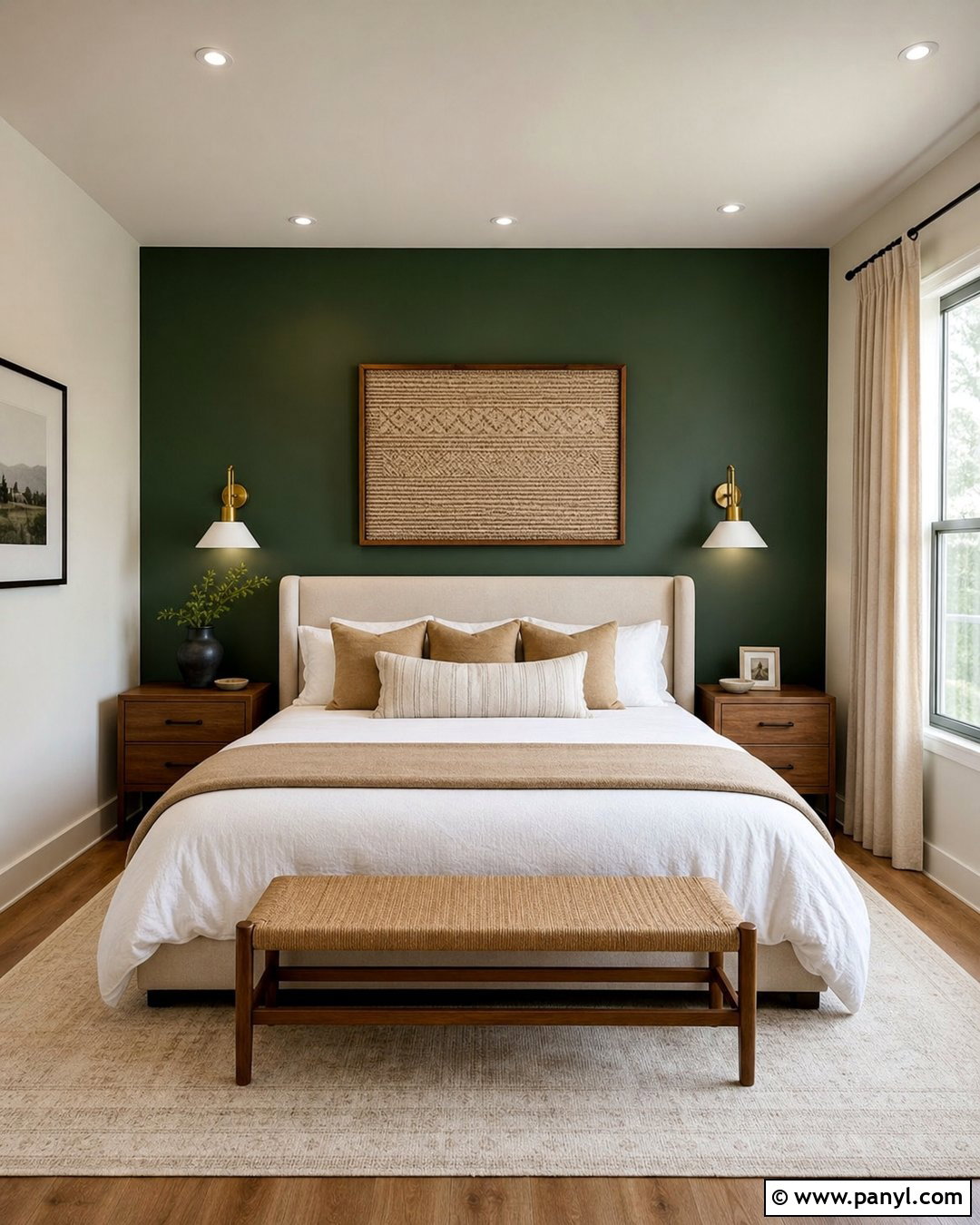 Dark Green Accent Wall Behind The Bed - 35 Dark Green Painted Walls