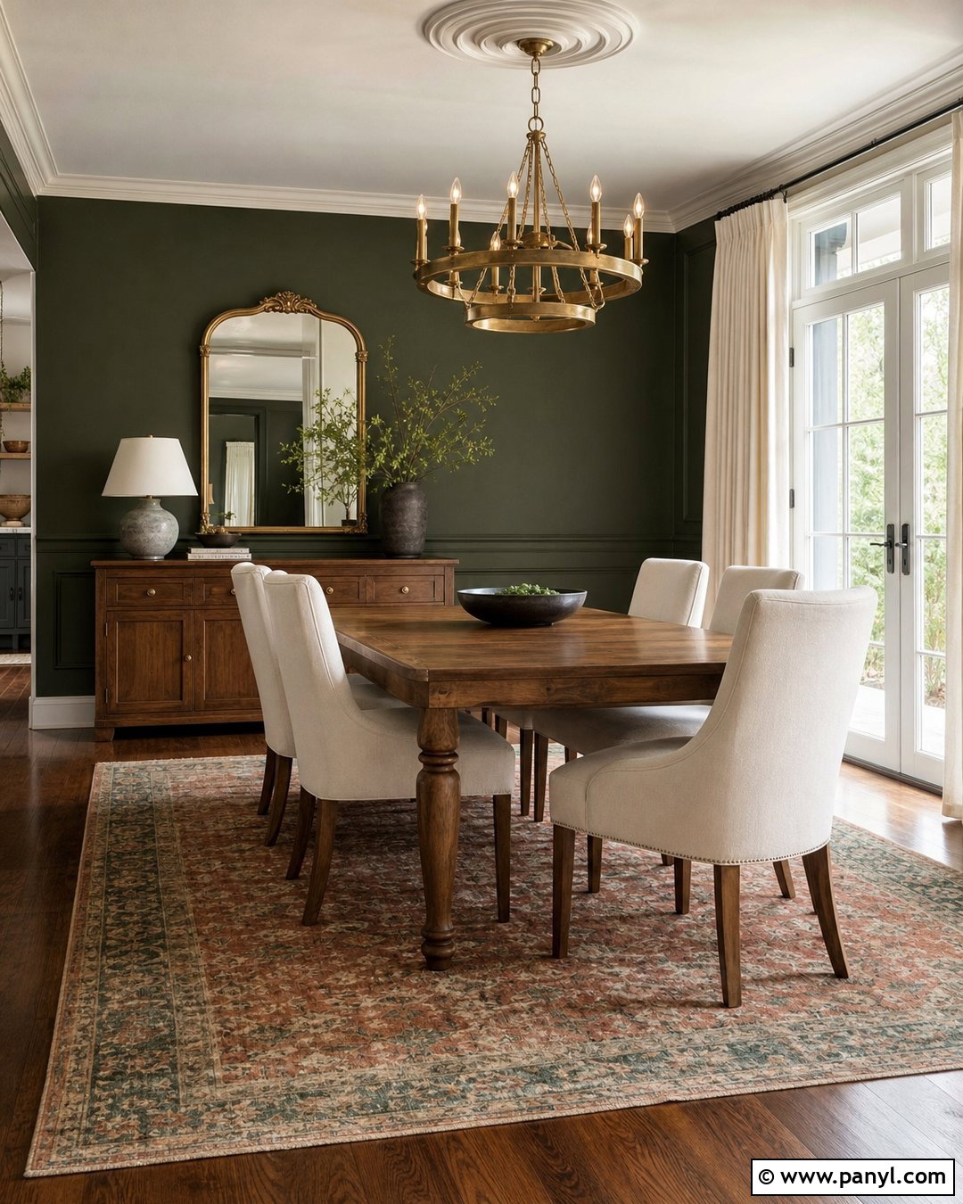 Dark Green Accent Wall Dining Room - 35 green accent walls