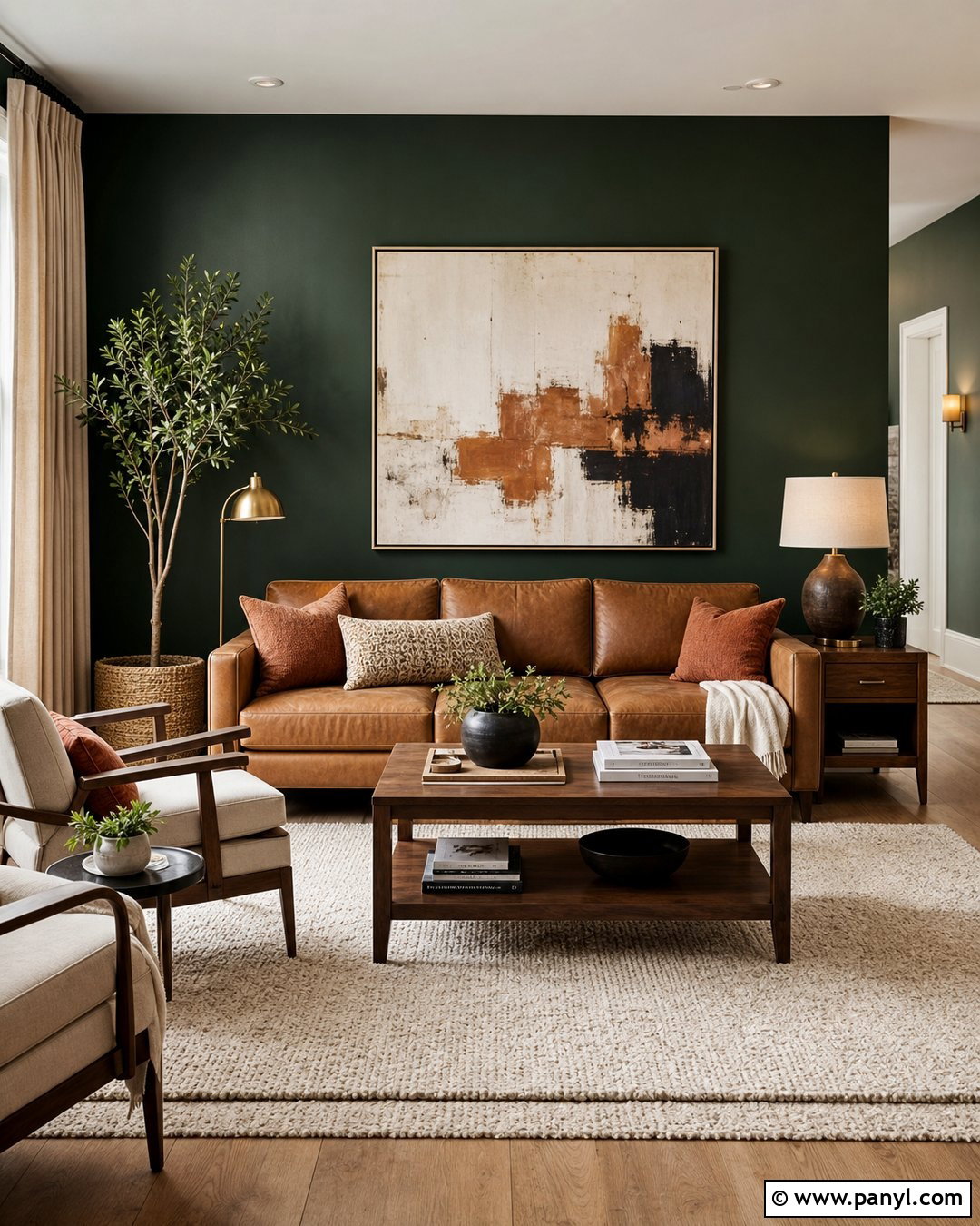 Dark Green Accent Wall Living Room - 50 green accent wall ideas