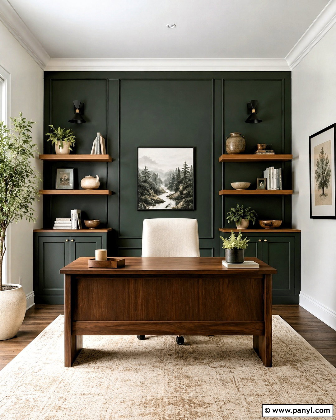 Dark Green Accent Wall Office - 20 dark green office ideas