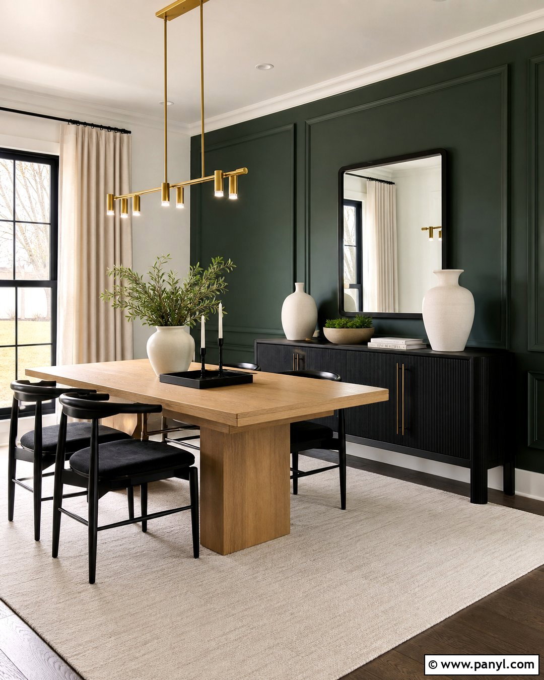 Dark Green Accent Wall With Black Dining Chairs - 45 dark green accent wall ideas