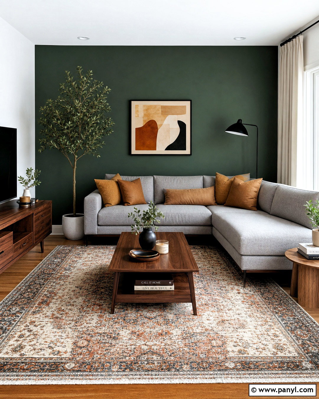 20 Dark Green Accent Wall Living Room Ideas for Stylish Homes