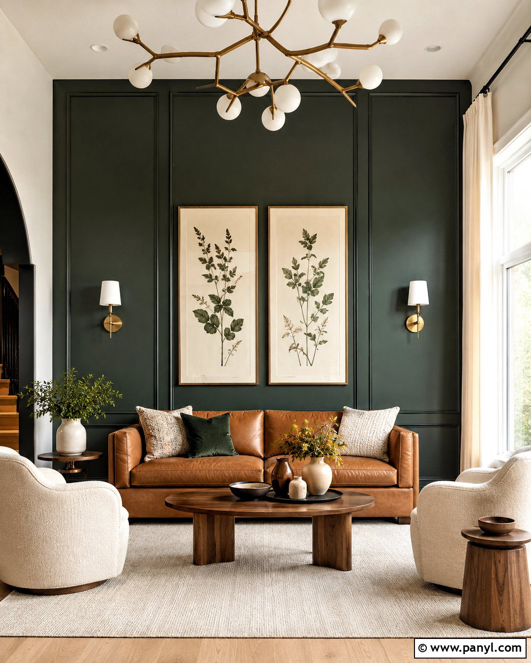Dark Green Accent Wall - 35 tall accent wall high ceilings