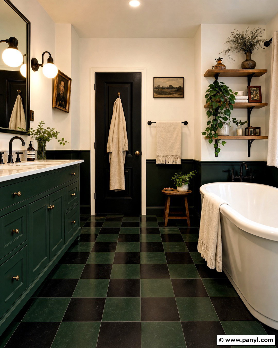 Dark Green And Black Checkerboard Bathroom - 20 dark green and black bathroom ideas
