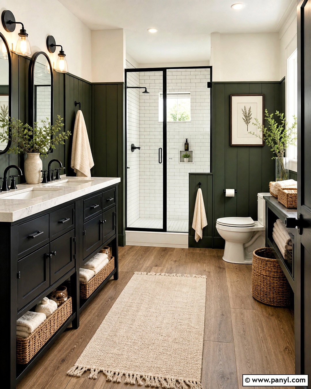 Dark Green And Black Farmhouse Bathroom - 20 dark green and black bathroom ideas
