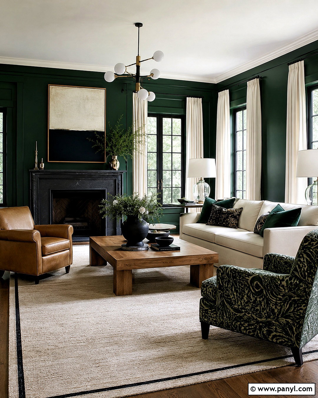 Dark Green And Black Living Room - 20 dark green living room color scheme ideas