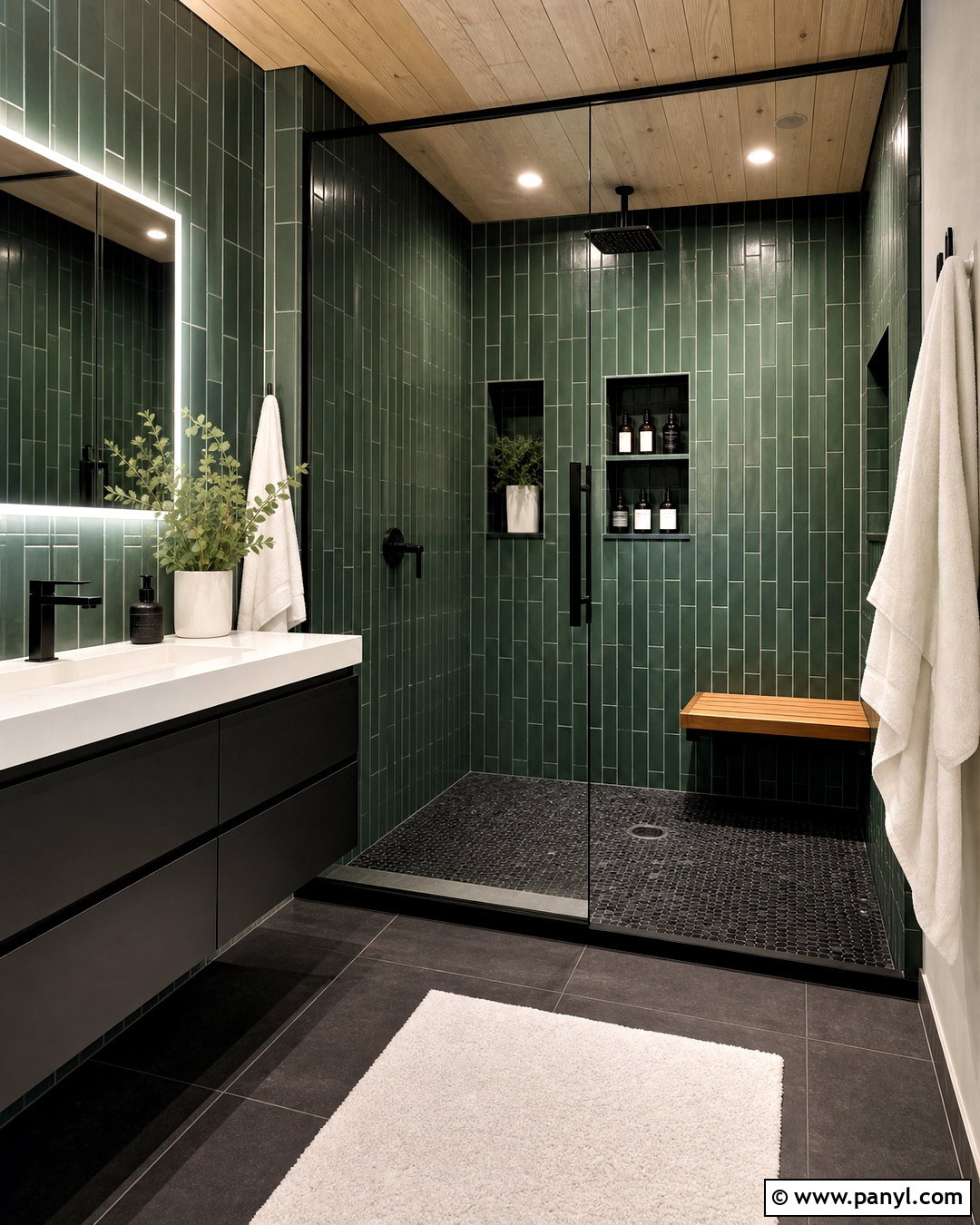 Dark Green And Black Wet Room - 20 dark green and black bathroom ideas