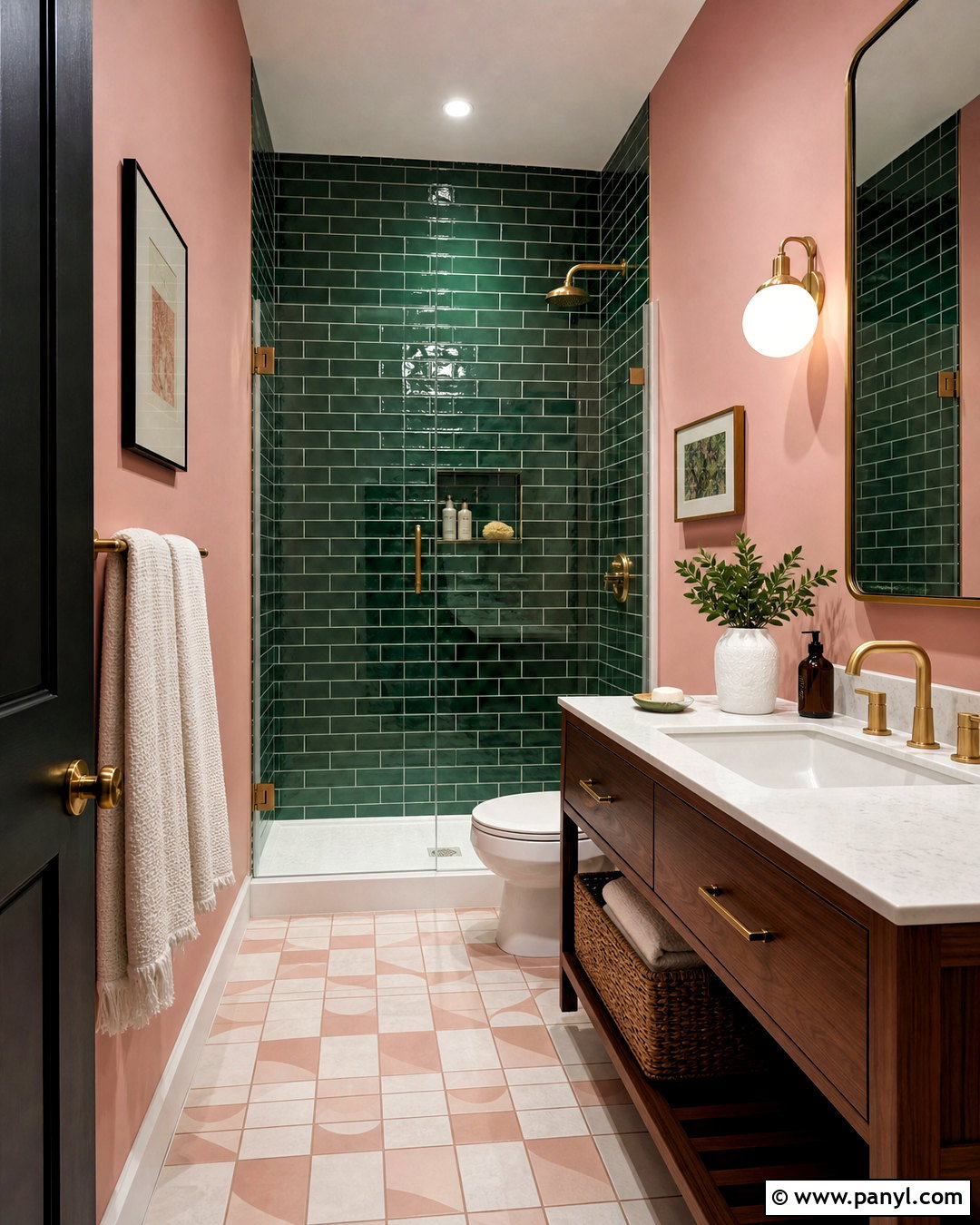 Dark Green And Blush Bathroom - 20 small dark green bathroom ideas