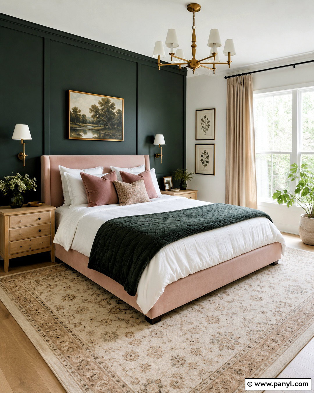 Dark Green And Blush Bedroom - 20 dark green color scheme ideas