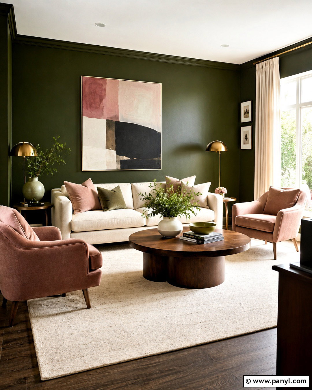 Dark Green And Blush Lounge - 20 dark green lounge ideas