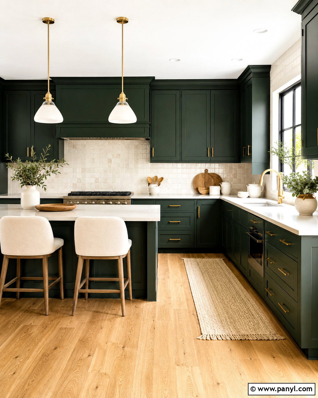 Dark Green And Brass Kitchen - 20 dark green color scheme ideas