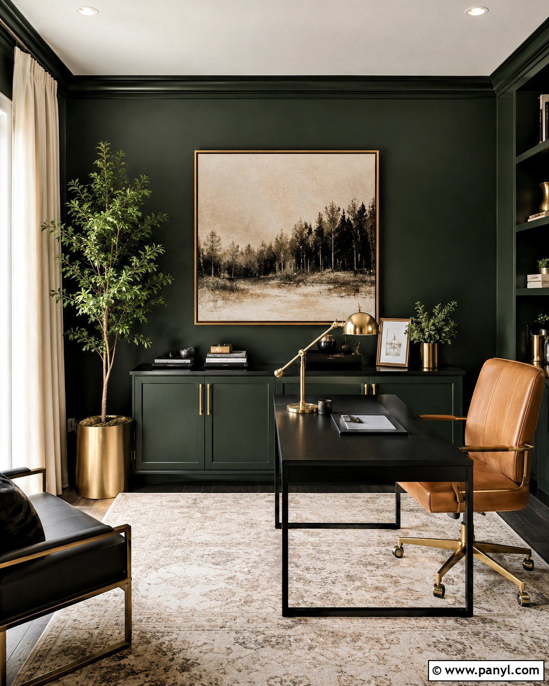 Dark Green And Brass Office - 20 dark green office ideas